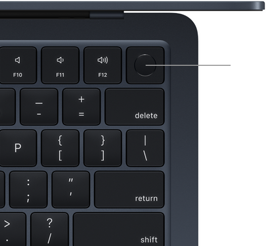 Vista superior del teclado del MacBook Air con Touch ID