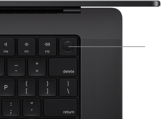 Vista superior del teclado del MacBook Pro con Touch ID